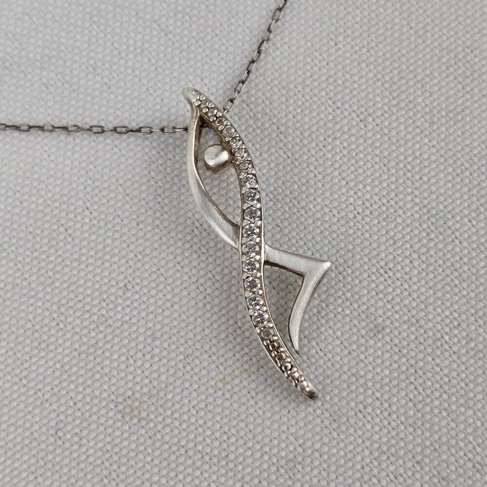 925 Sterling Silver Crystal Pendant Fine Chain Necklace